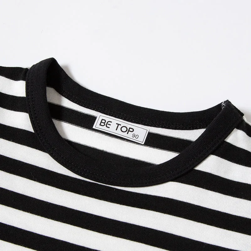 2-Pack Toddler Boy Cartoon Bear Long Sleeve Striped 100% Cotton T-Shirt