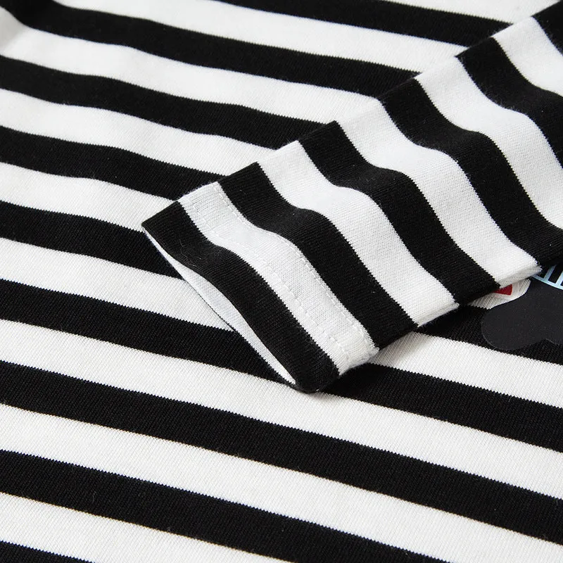 2-Pack Toddler Boy Cartoon Bear Long Sleeve Striped 100% Cotton T-Shirt