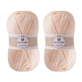 2 Pcs Crochet Yarn, Feels Soft 280 Yards Assorted Colors 4ply Acrylic Yarn,Yarn for Crochet & Hand Knitting-Skin Color