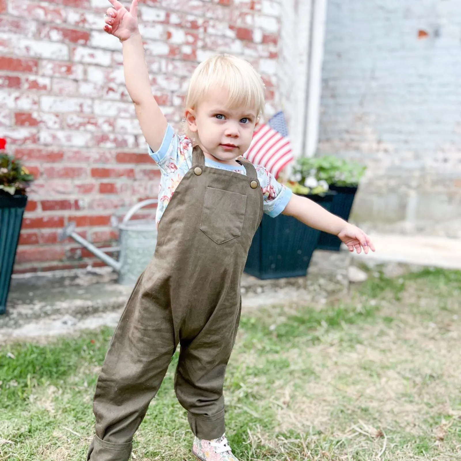 2T Organic River Rock Twill Overalls SAMPLE