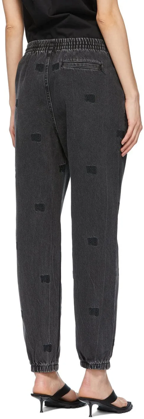 Alexander Wang Grey Embroidered Logo Jogger Jeans