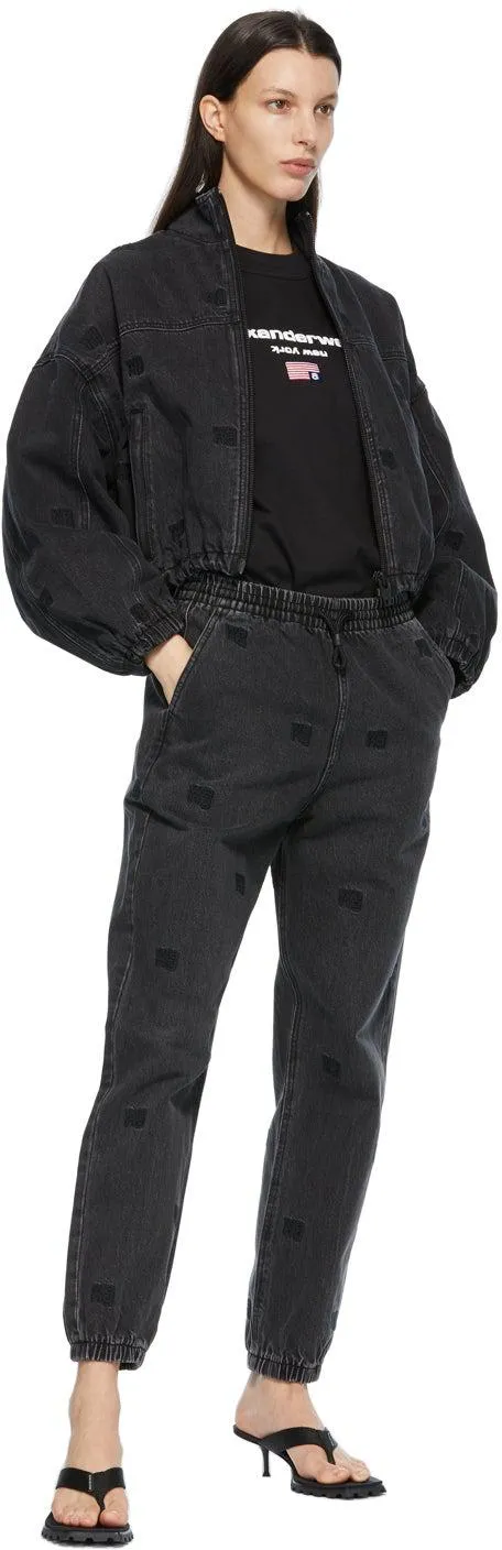 Alexander Wang Grey Embroidered Logo Jogger Jeans
