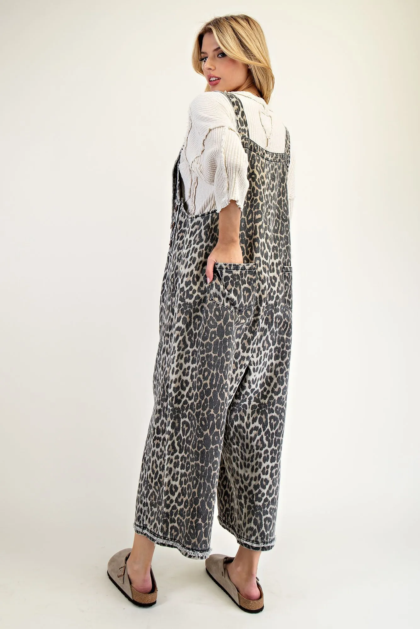 Animal Print Oversized Overalls