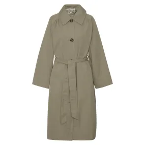 Barbour Garbo Ladies Showerproof Trench Coat - Dusky Green/Rosemary Tartan