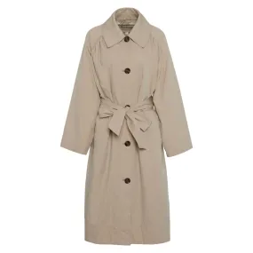 Barbour Garbo Ladies Showerproof Trench Coat - Light Sand/Rosemary Tartan