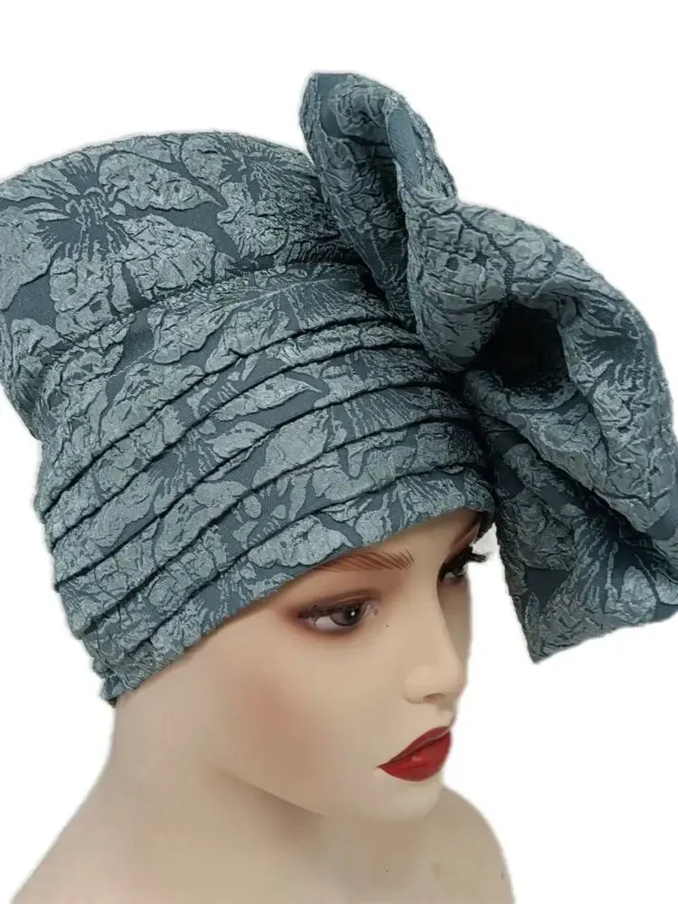Big Flowers Pleated Top Hats Headtie
