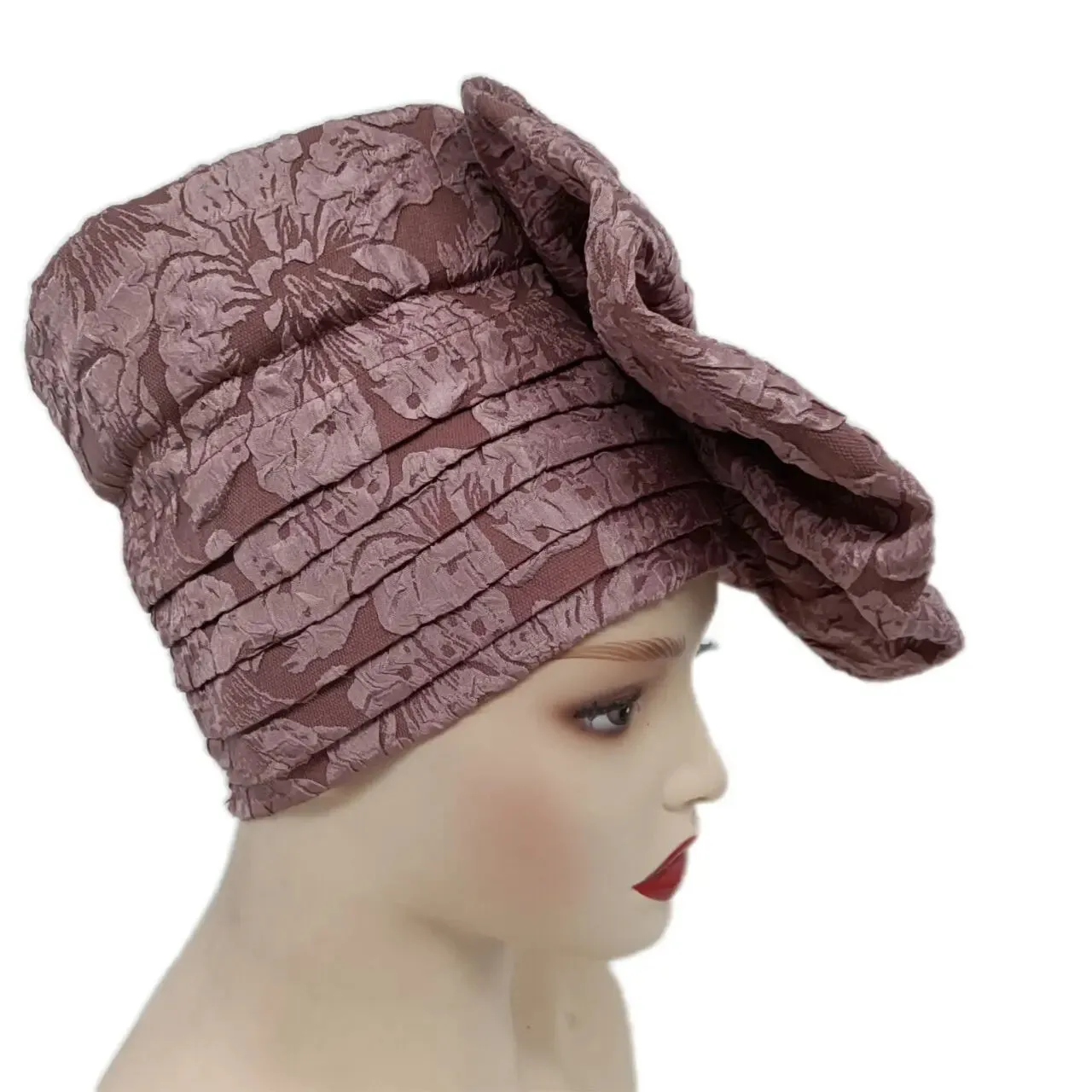 Big Flowers Pleated Top Hats Headtie