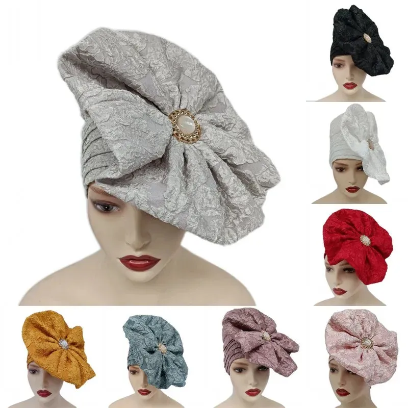 Big Flowers Pleated Top Hats Headtie