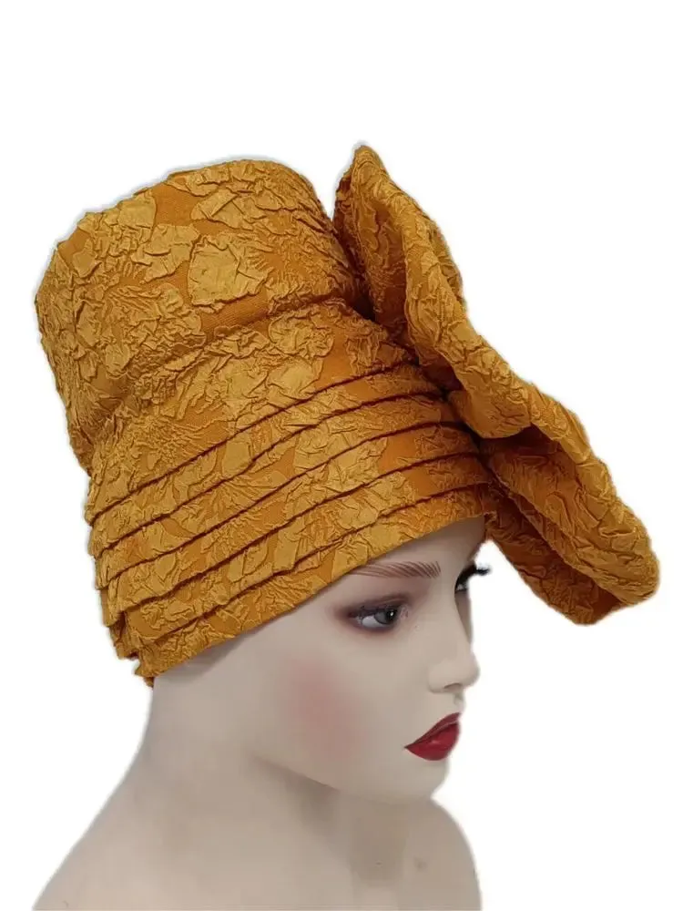 Big Flowers Pleated Top Hats Headtie