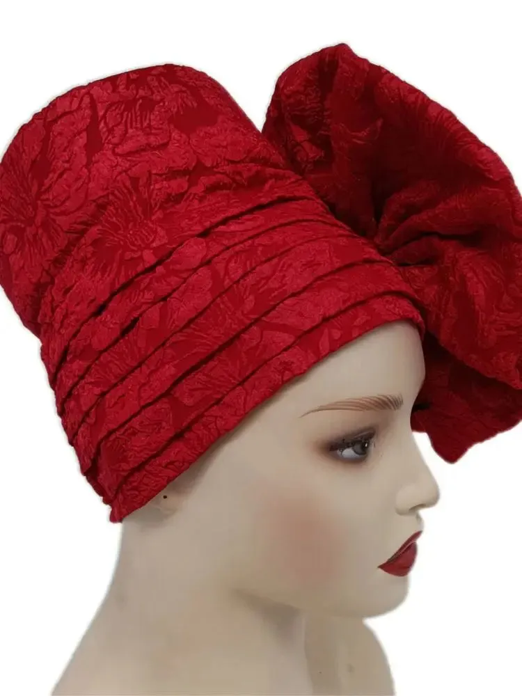 Big Flowers Pleated Top Hats Headtie