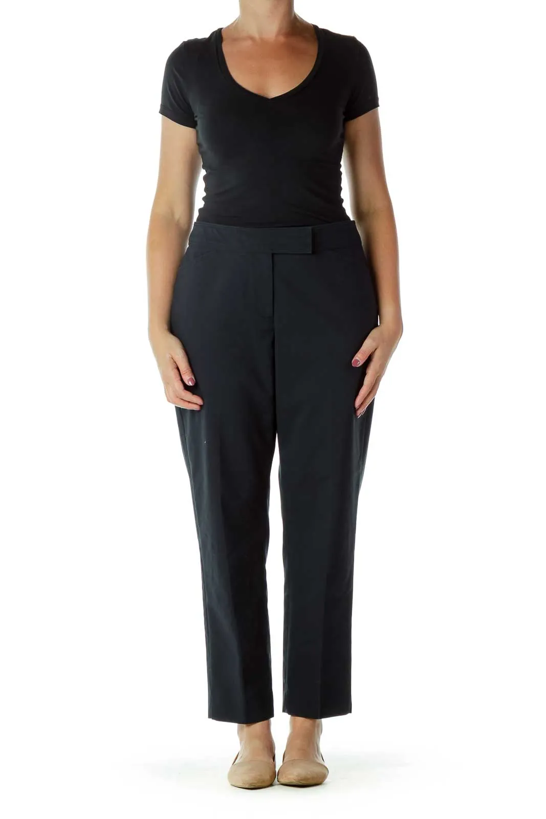 Black Classic Straight-Leg Pants