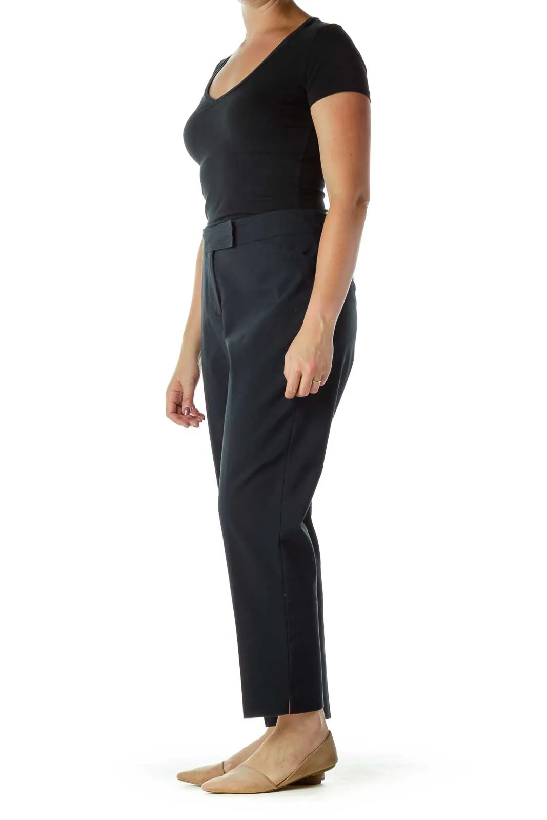Black Classic Straight-Leg Pants
