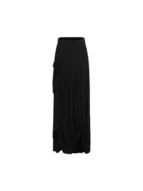 Black Knit Floral Mid-Length Skirt
