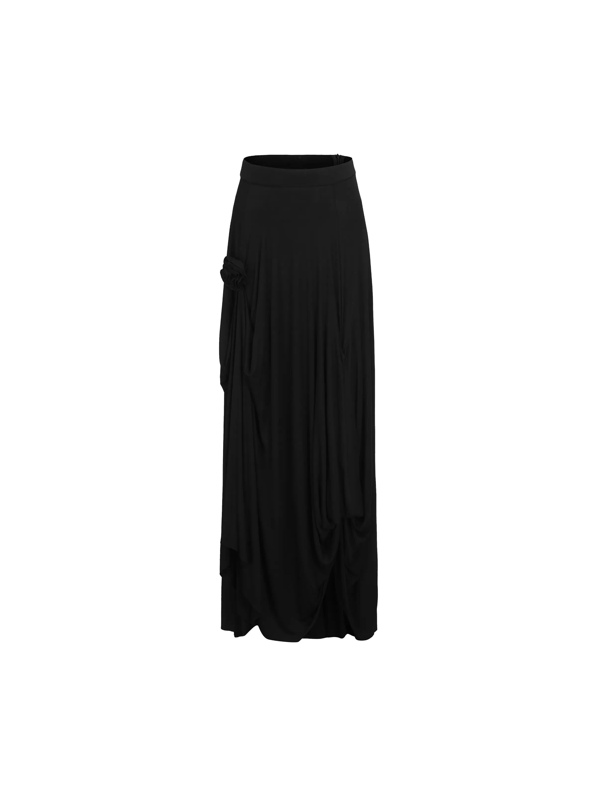 Black Knit Floral Mid-Length Skirt