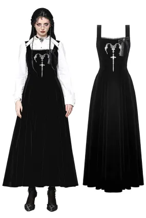 Black Velvet Horn Embroidery Maxi Dress DW1062