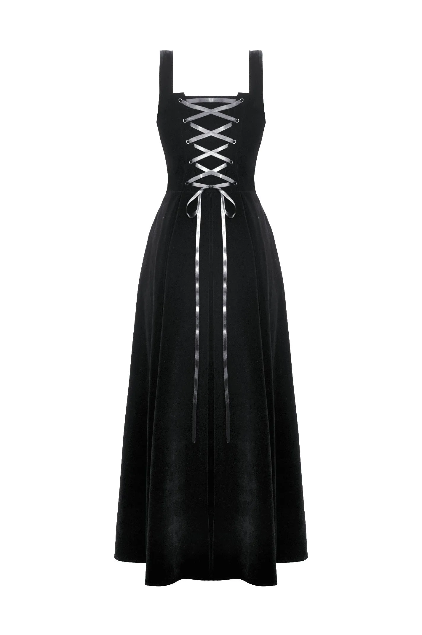 Black Velvet Horn Embroidery Maxi Dress DW1062