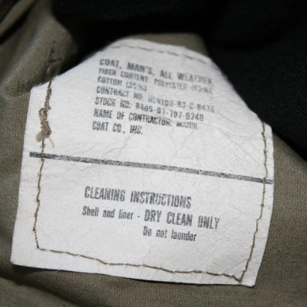 BLOWOUT SALE USED Raincoat - Double Breasted Military Trench w/liner - Sage
