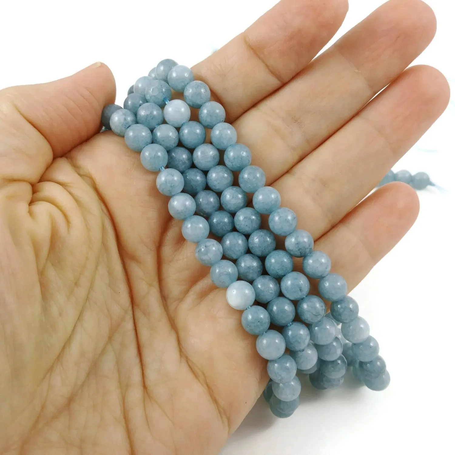 Blue Chalcedony Round Stone Beads Strands 6mm