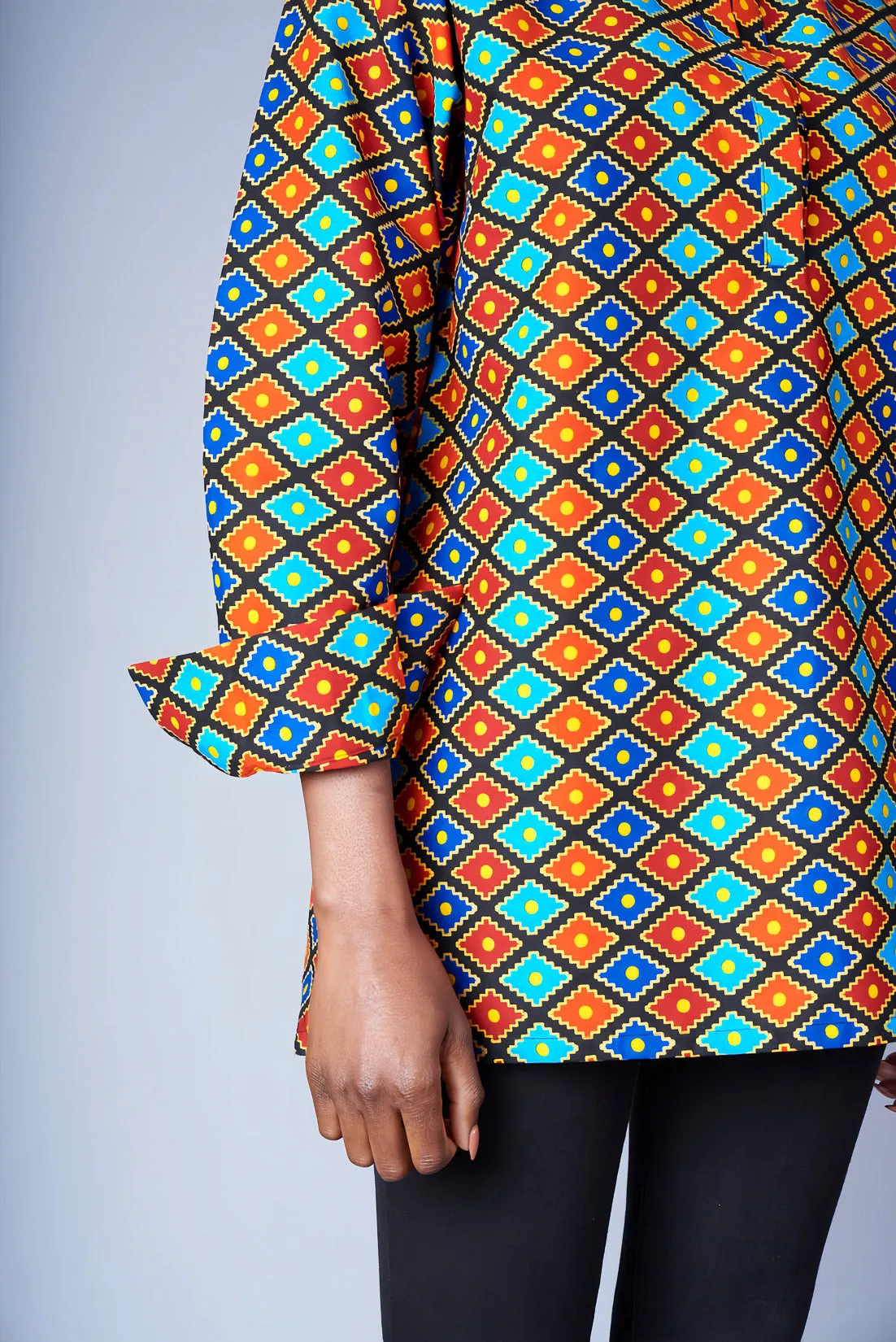 BOYFRIEND BLOUSE IN CRIMSON, TANGERINE, AQUA, SAPPHIRE