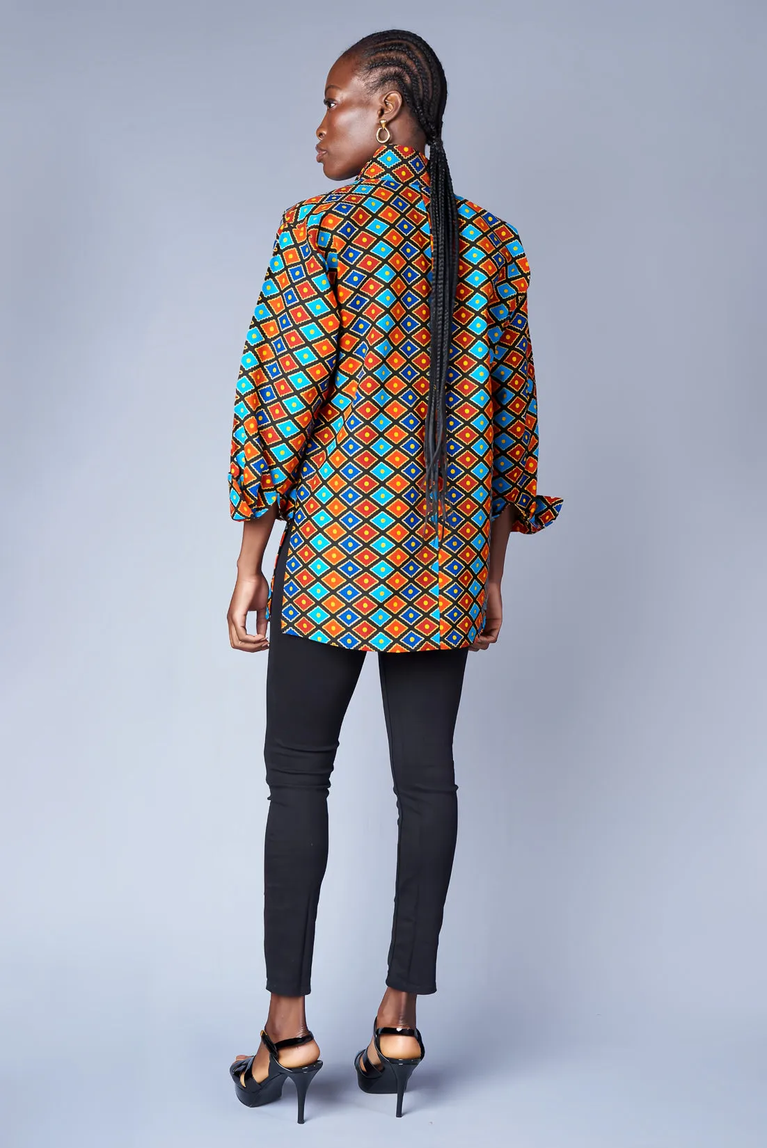 BOYFRIEND BLOUSE IN CRIMSON, TANGERINE, AQUA, SAPPHIRE