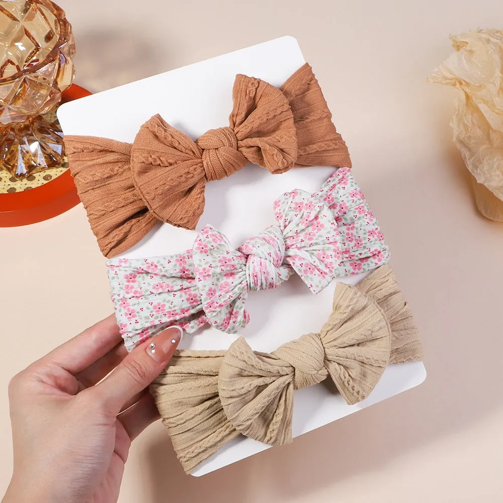 Cable Knit Baby Headbands - Set of 3