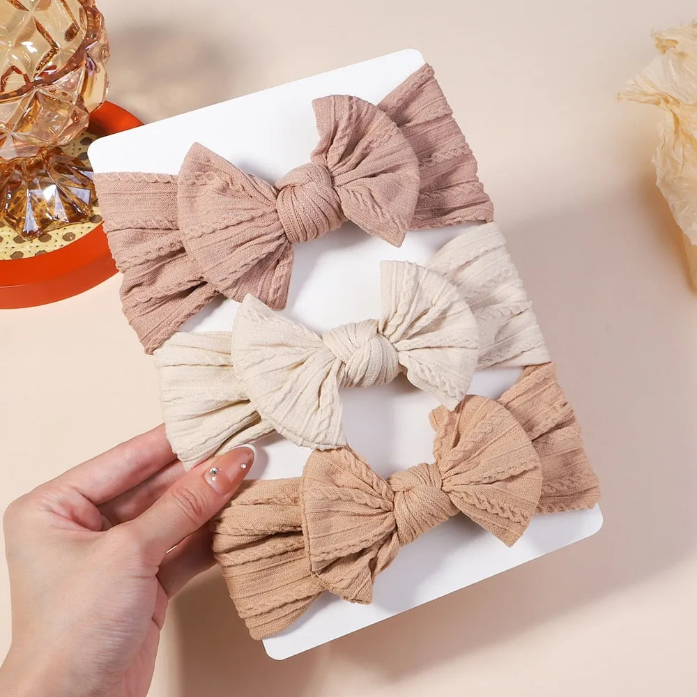 Cable Knit Baby Headbands - Set of 3