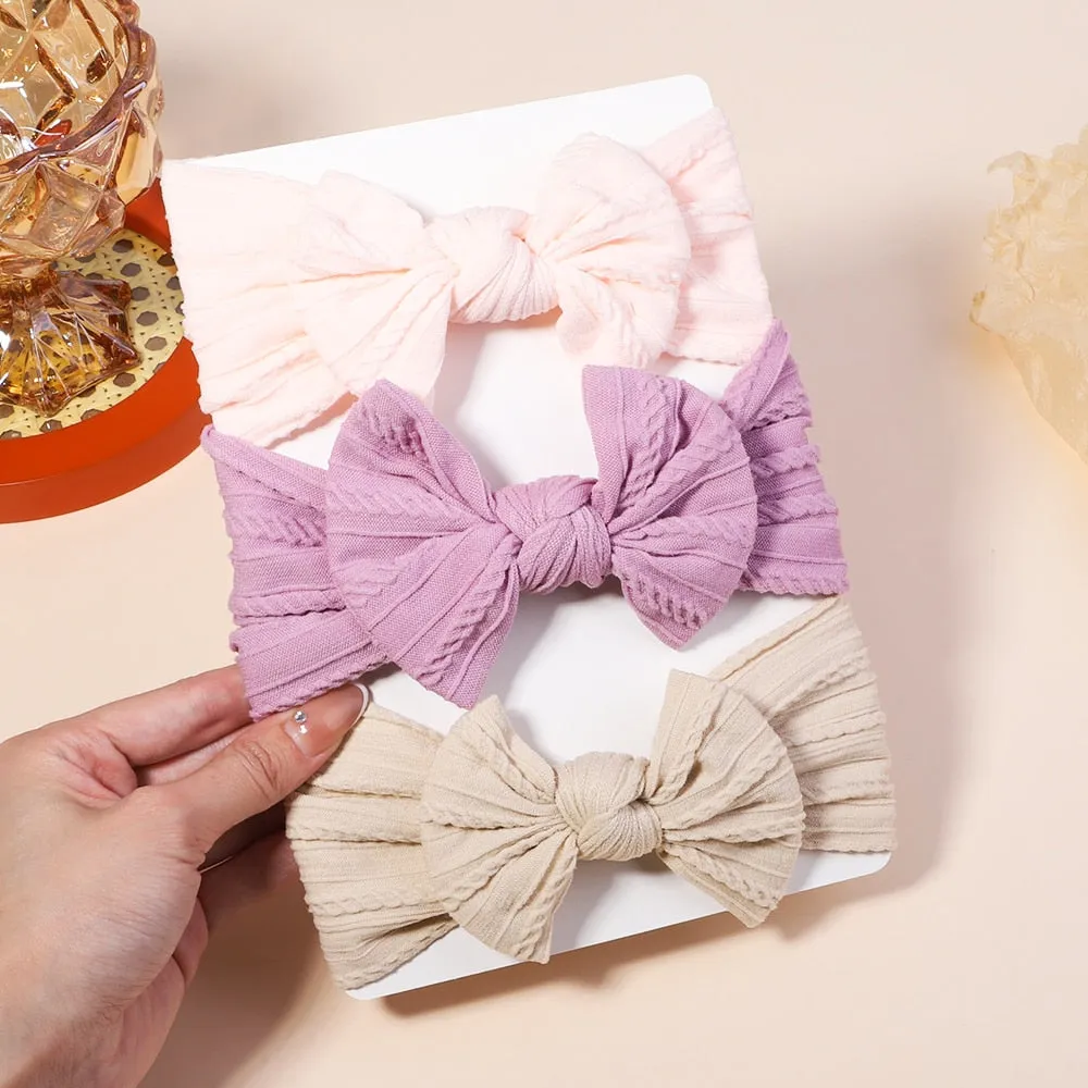 Cable Knit Baby Headbands - Set of 3