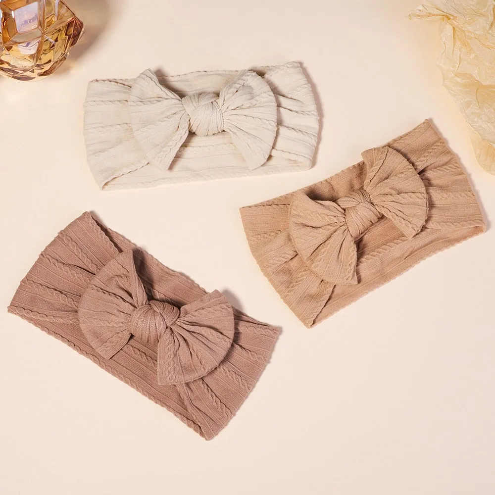 Cable Knit Baby Headbands - Set of 3
