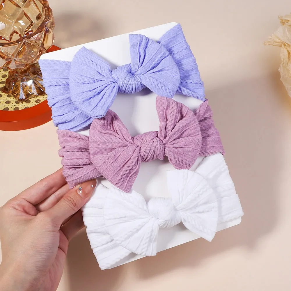 Cable Knit Baby Headbands - Set of 3