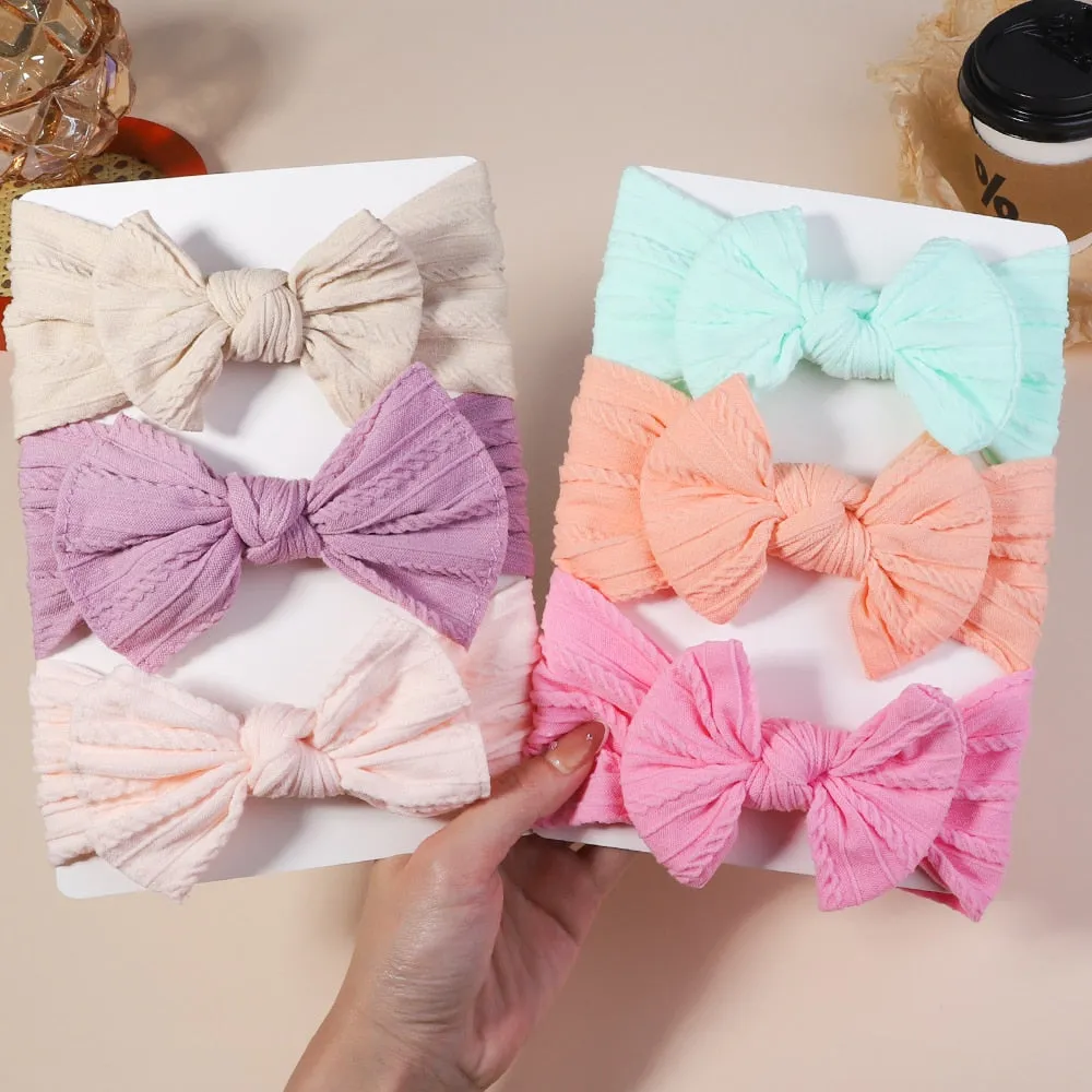 Cable Knit Baby Headbands - Set of 3