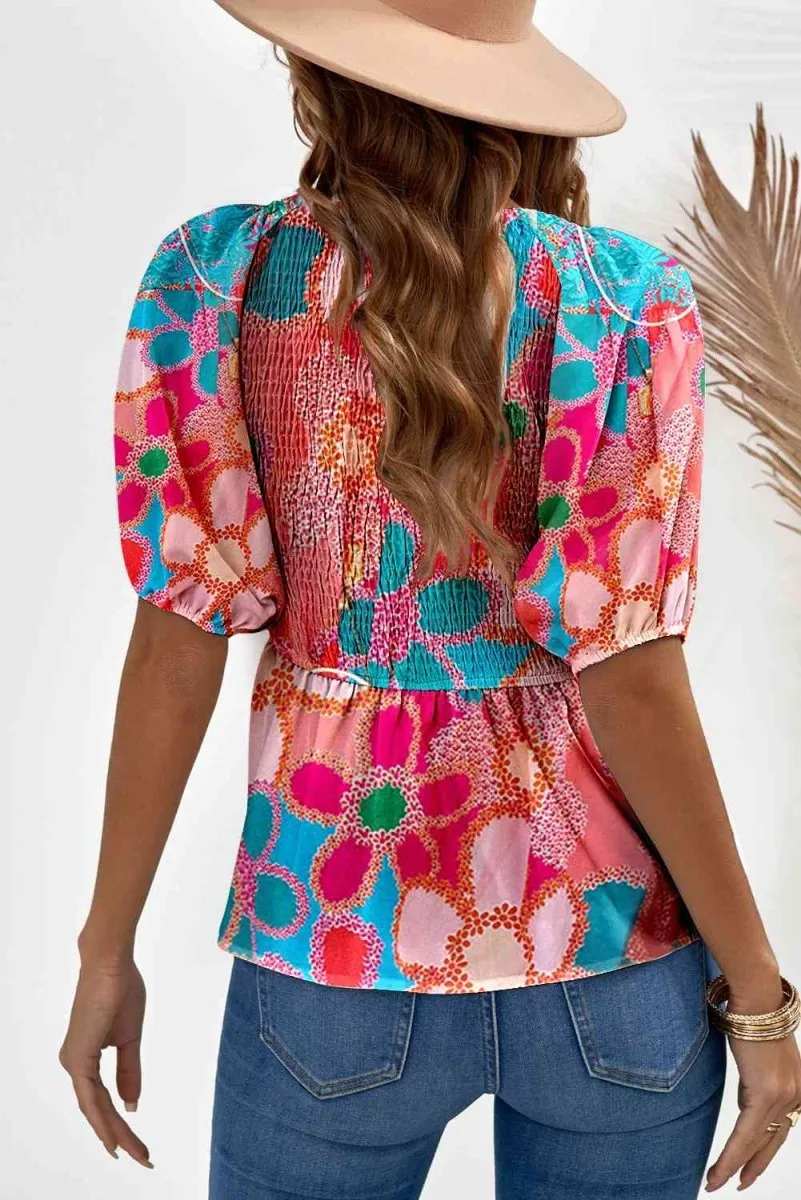 Capturing Summer Short Sleeve Floral Blouse