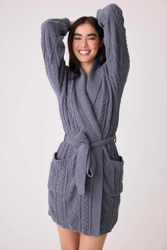 Chenille Cozy Cable Shawl Collar Robe
