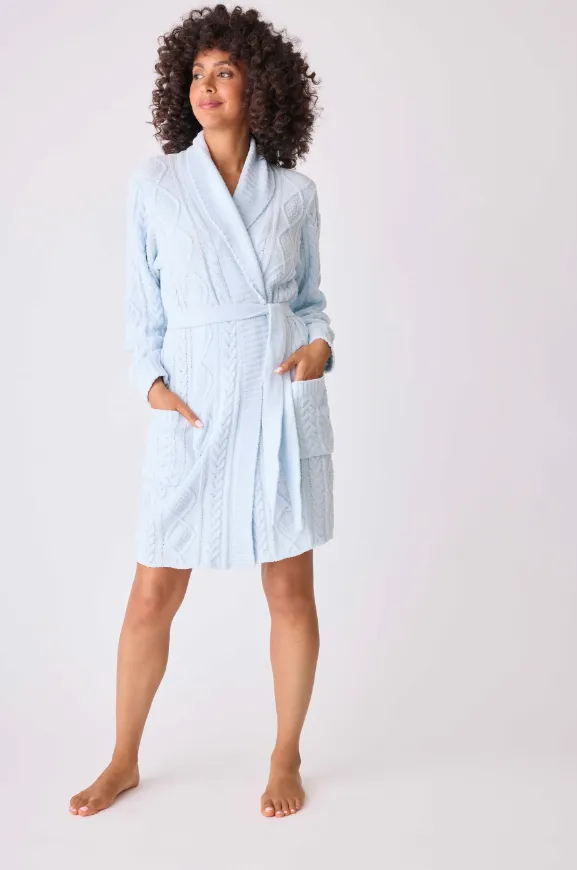 Chenille Cozy Cable Shawl Collar Robe