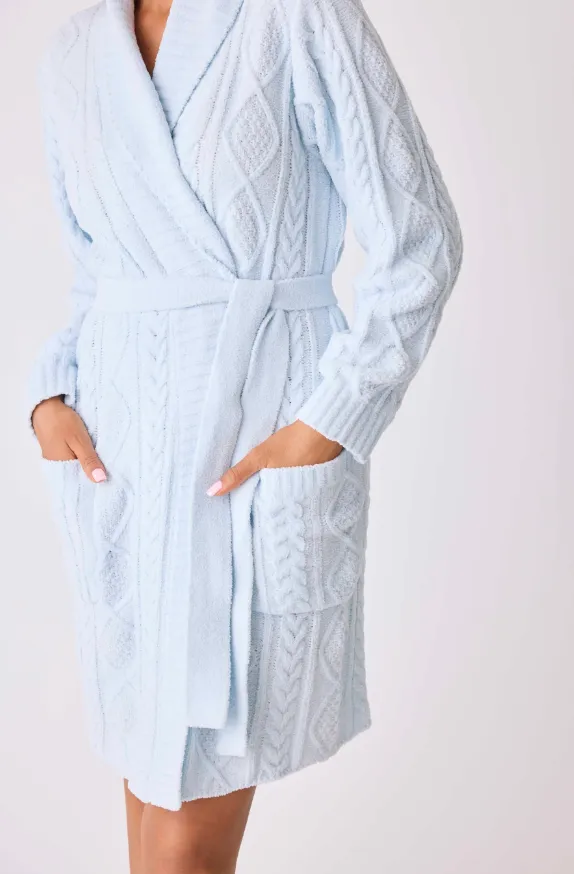 Chenille Cozy Cable Shawl Collar Robe