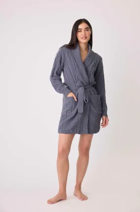 Chenille Cozy Cable Shawl Collar Robe