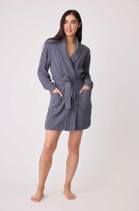 Chenille Cozy Cable Shawl Collar Robe