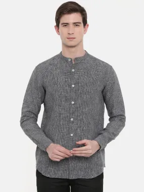 Classic Black Grey Linen Shirt - MM0733
