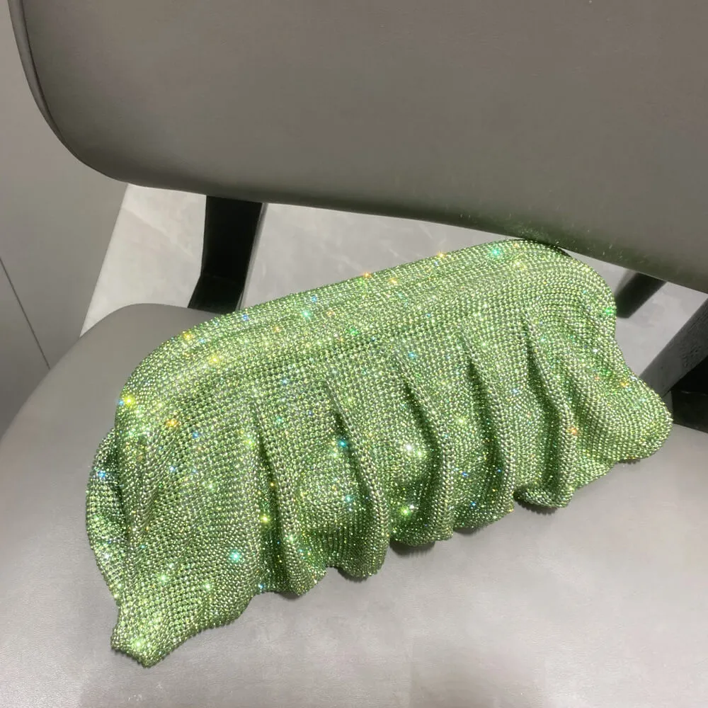 Colorful Pleated Rhinestone Clutch Evening Bags-Showtown