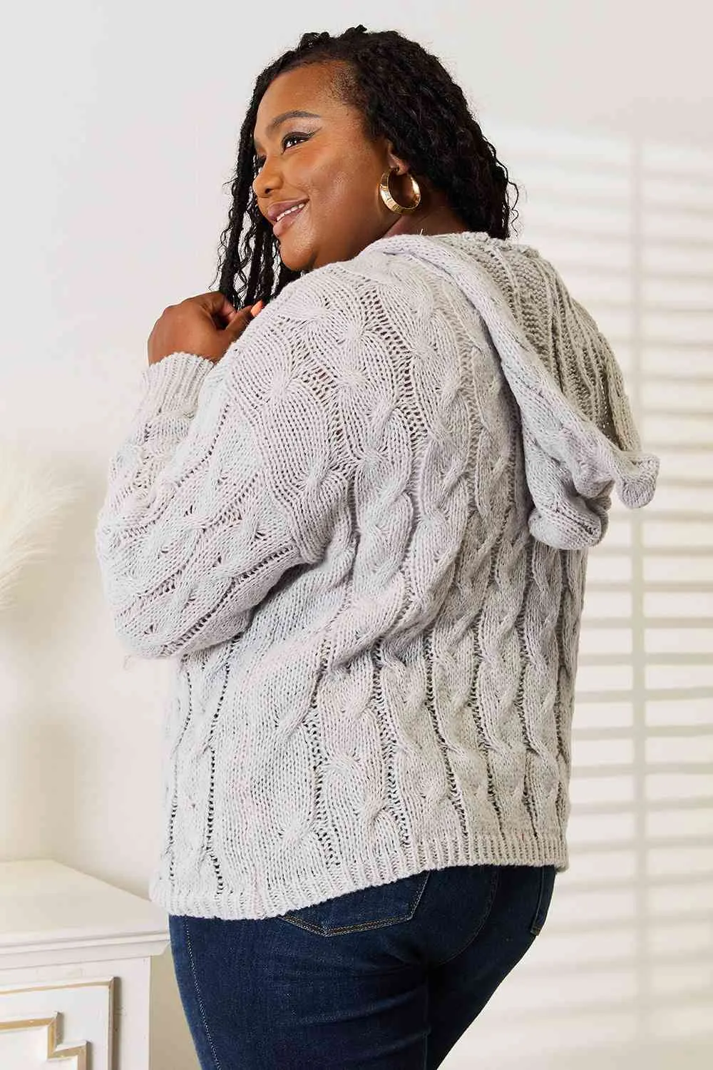 Cool Breeze Cable-Knit Hooded Sweater