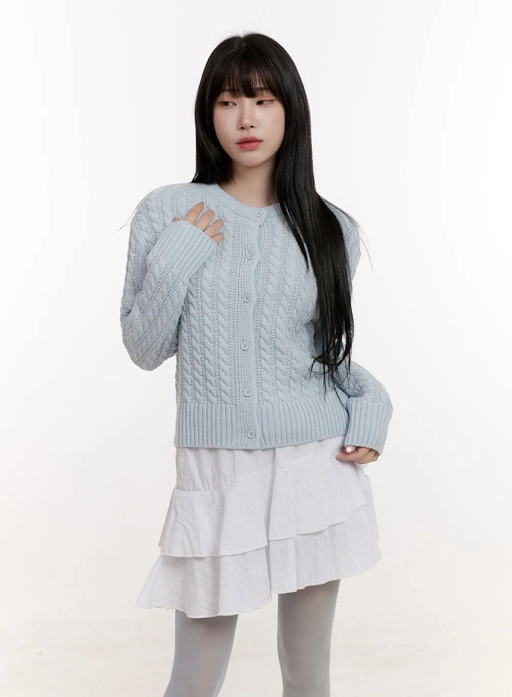 Cozy Cable-Knit Buttoned Cardigan CJ529