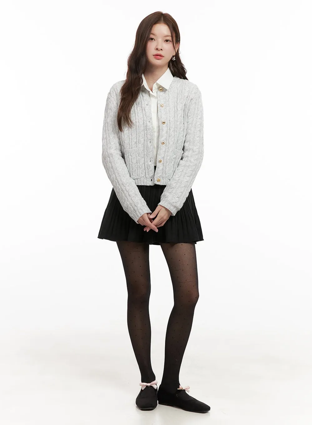 Cozy Cable Knit Buttoned Cardigan OD403