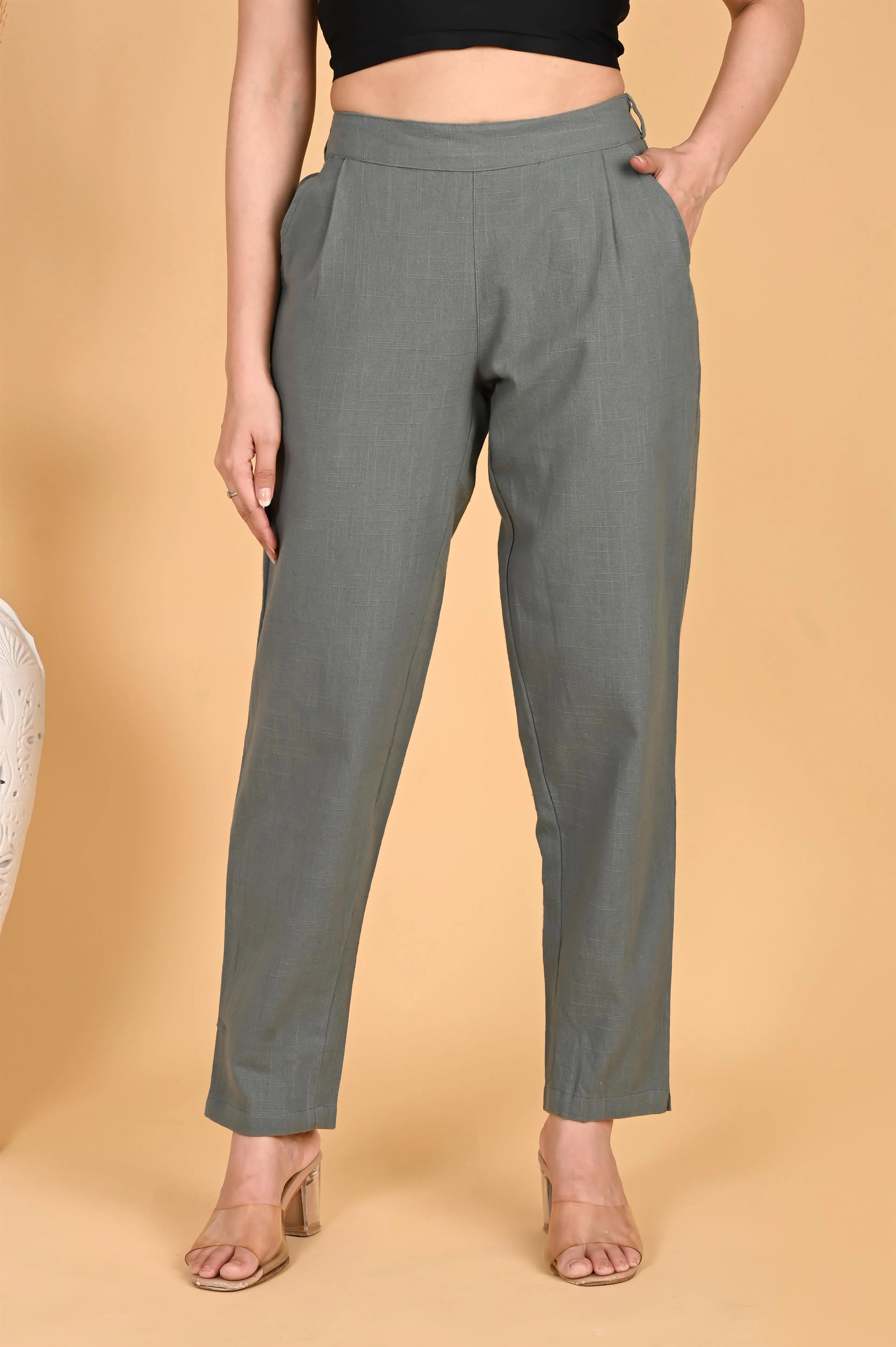 DARK GREY CLASSIC COTTON PANTS