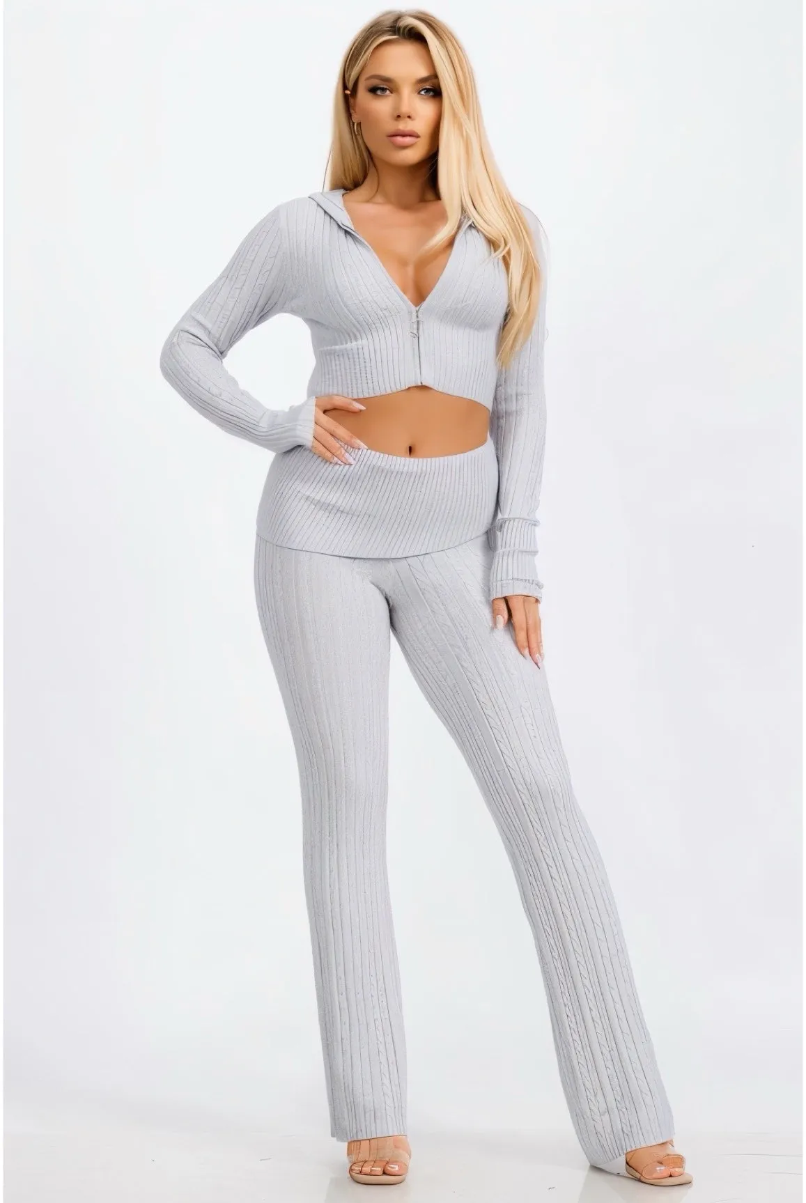 Easily Adored.....Cable Knit Sweater Pants Set