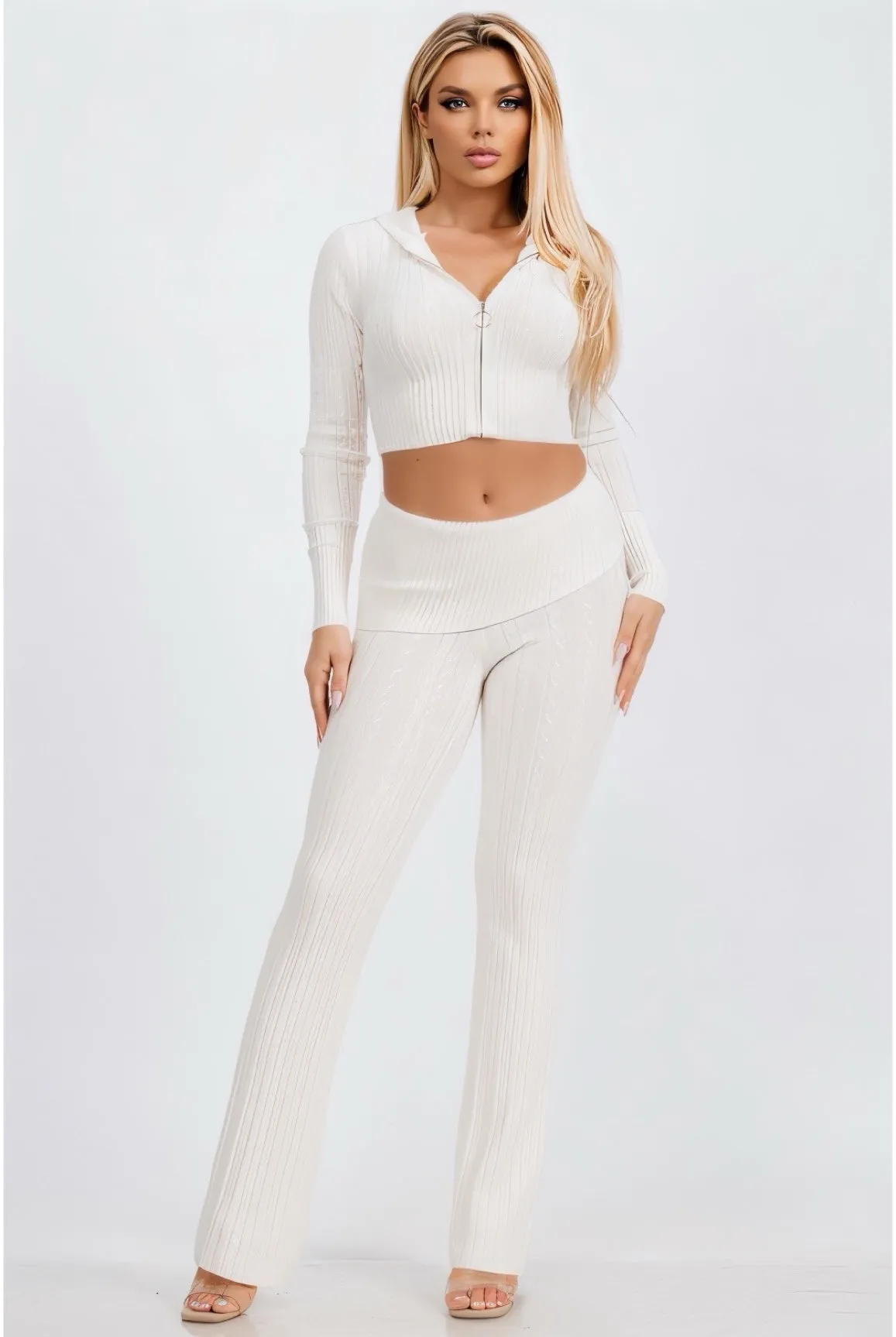 Easily Adored.....Cable Knit Sweater Pants Set