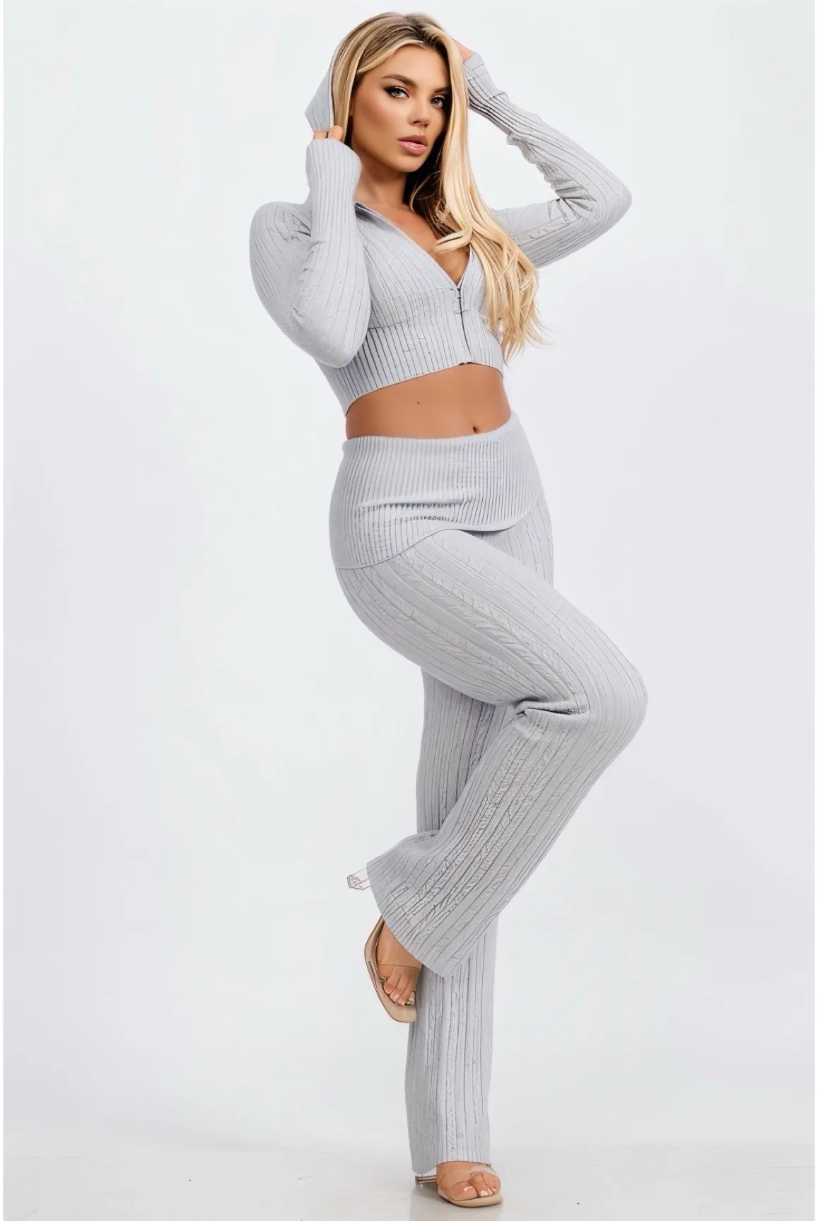 Easily Adored.....Cable Knit Sweater Pants Set