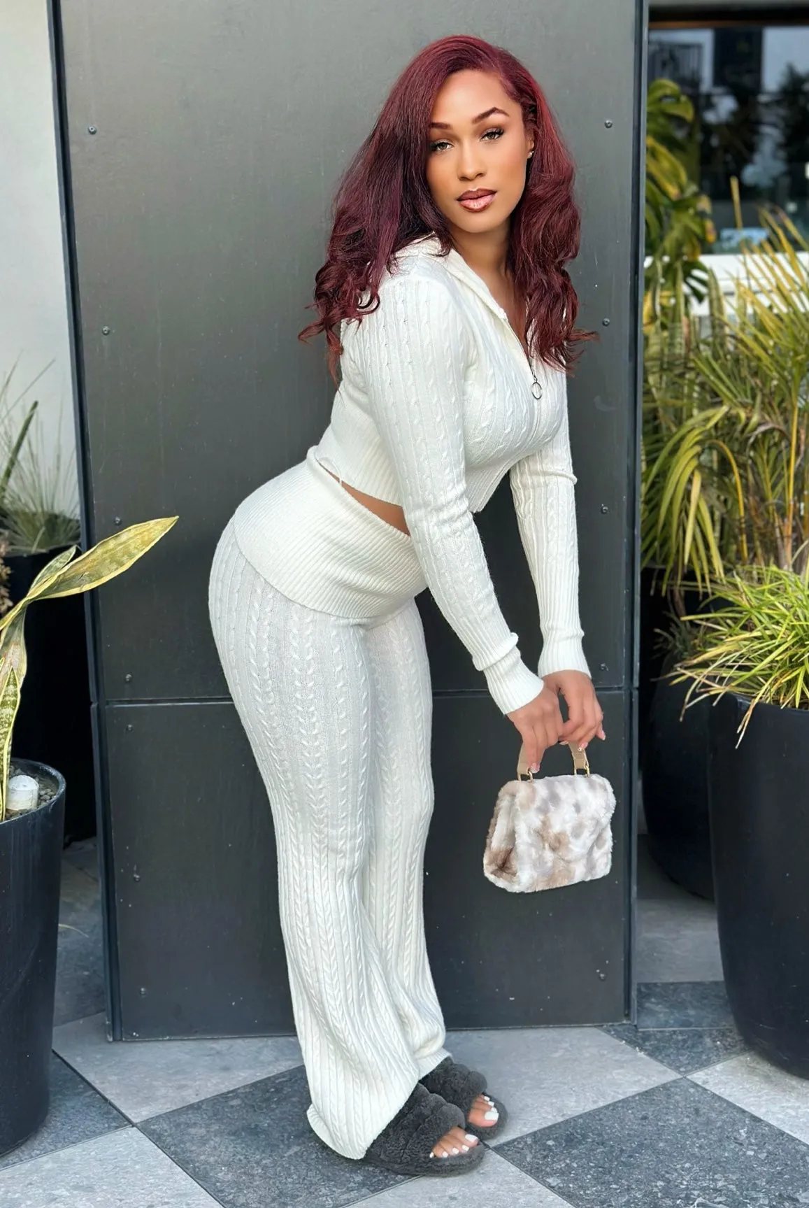 Easily Adored.....Cable Knit Sweater Pants Set