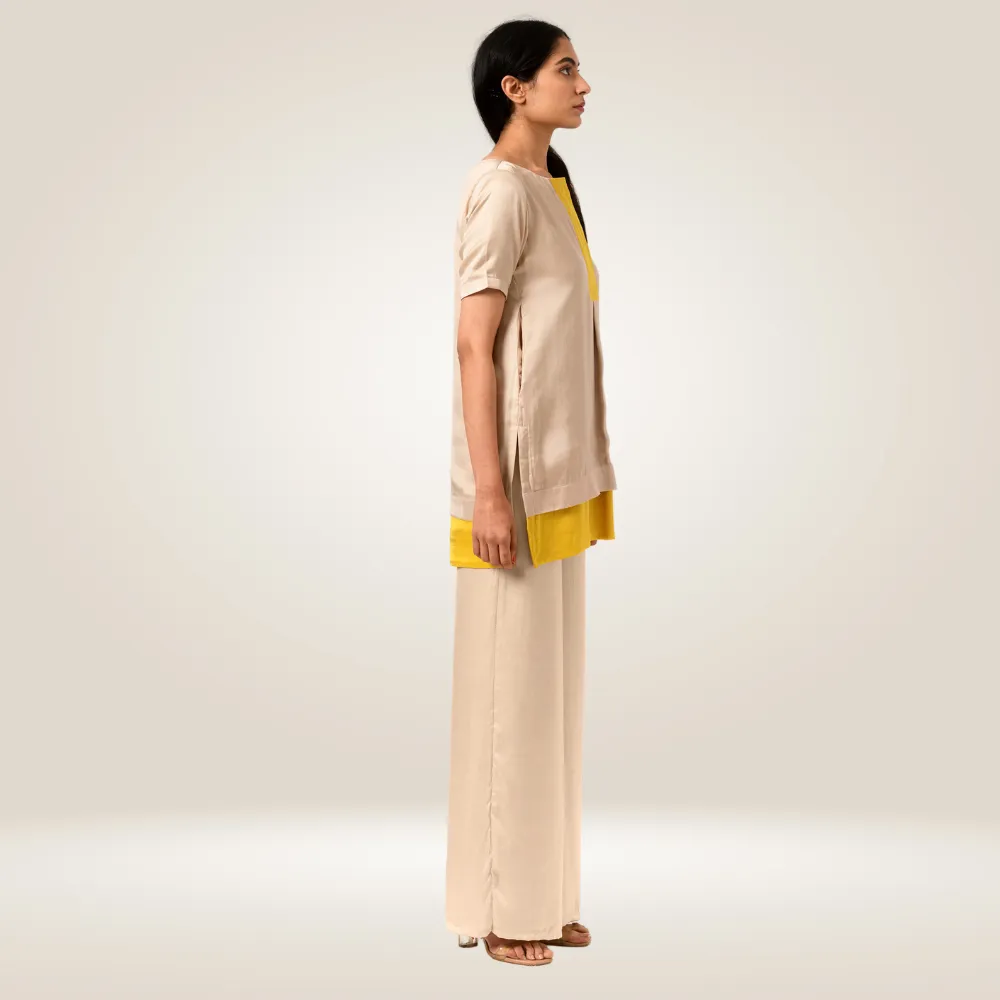 Ecru Yellow Blouse Top | Bemberg Modal Silk | Polished Look