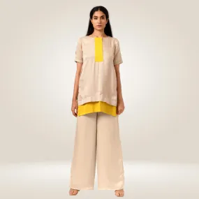 Ecru Yellow Blouse Top | Bemberg Modal Silk | Polished Look