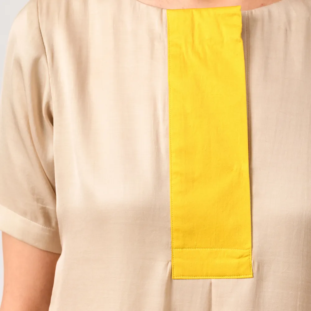 Ecru Yellow Blouse Top | Bemberg Modal Silk | Polished Look