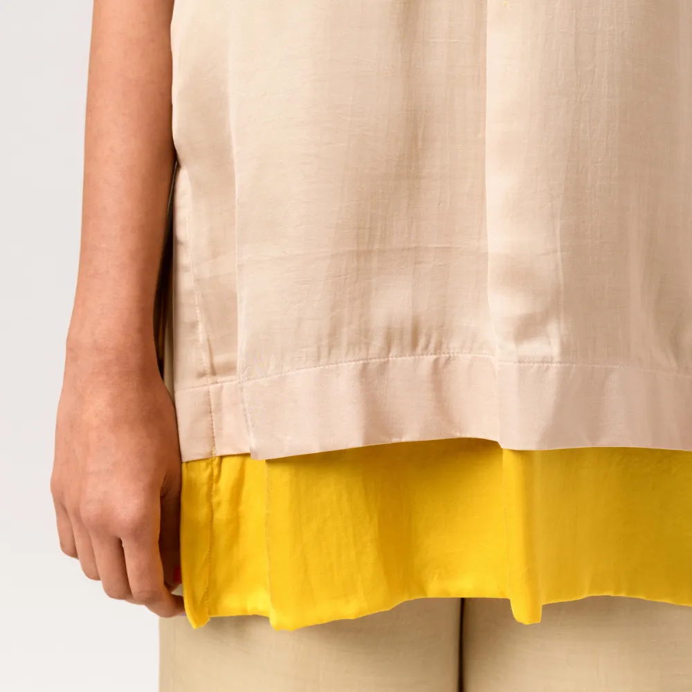 Ecru Yellow Blouse Top | Bemberg Modal Silk | Polished Look